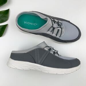 Vionic Zuri Mules Sneakers Slip On Comfort Shoes Grey Women's 7 Casual